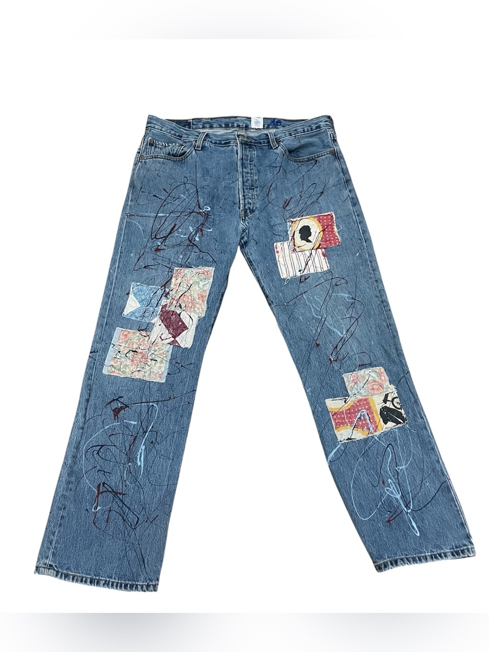 Res Ipsa Reworked Button Fly Levi’s Jeans Patchwork Wearable Art 38